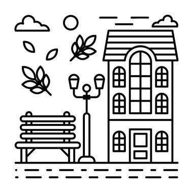 Park tezgah ı vektör çizgisi çizimi