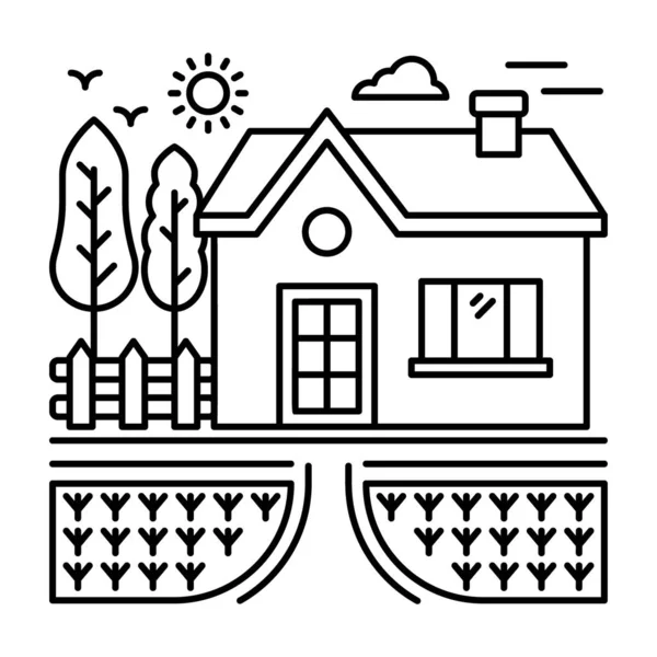 Line Design Illustration Farmhouse Vector — Stock Vector