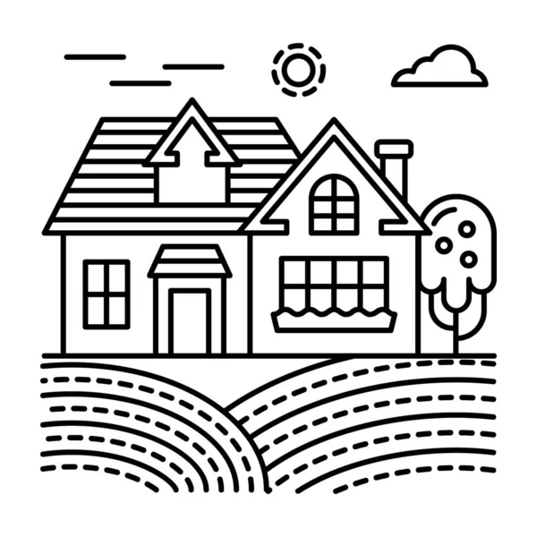 Line Design Illustration Country House Vector — Stock Vector