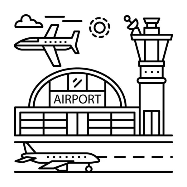Illustration Design Airport Line Vector — Stock Vector