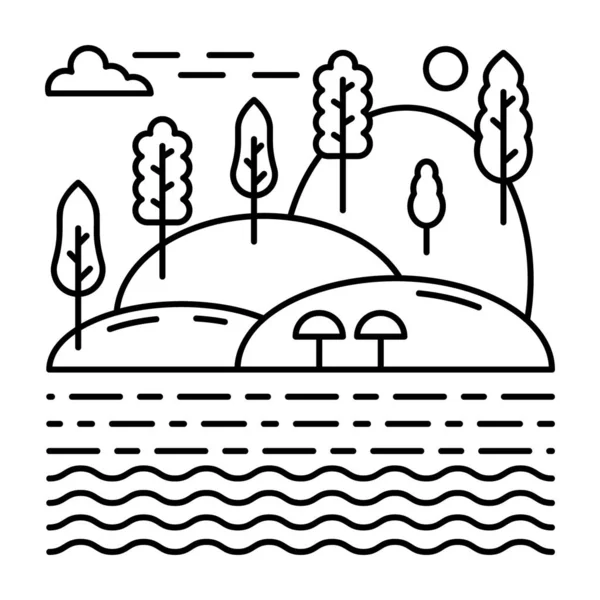 Diseño Ilustración Línea Vector Paisaje — Vector de stock