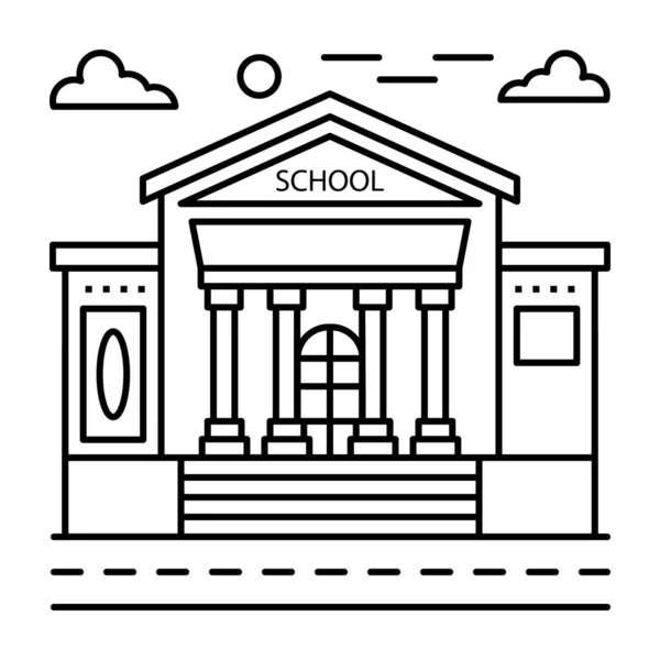 Desenho Ilustração Linha Edifício Escola —  Vetores de Stock