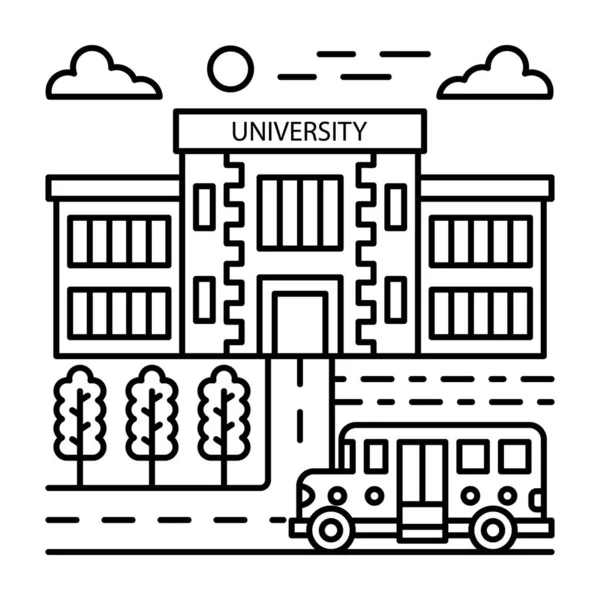 Linia Ilustracji Projekt Budynku Uniwersyteckim — Wektor stockowy