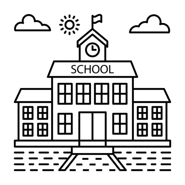 Desenho Ilustração Linha Edifício Escola — Vetor de Stock