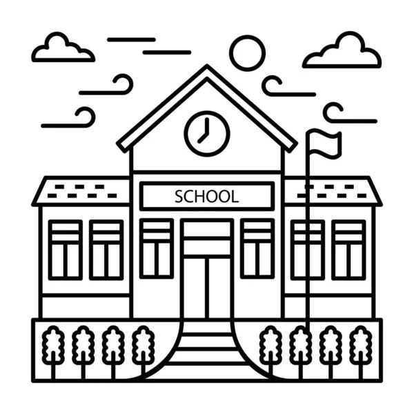 Линейный Иллюстрационный Дизайн Здания Школы — стоковый вектор