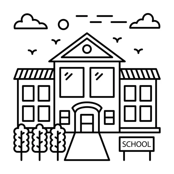 Desenho Ilustração Linha Edifício Escola — Vetor de Stock