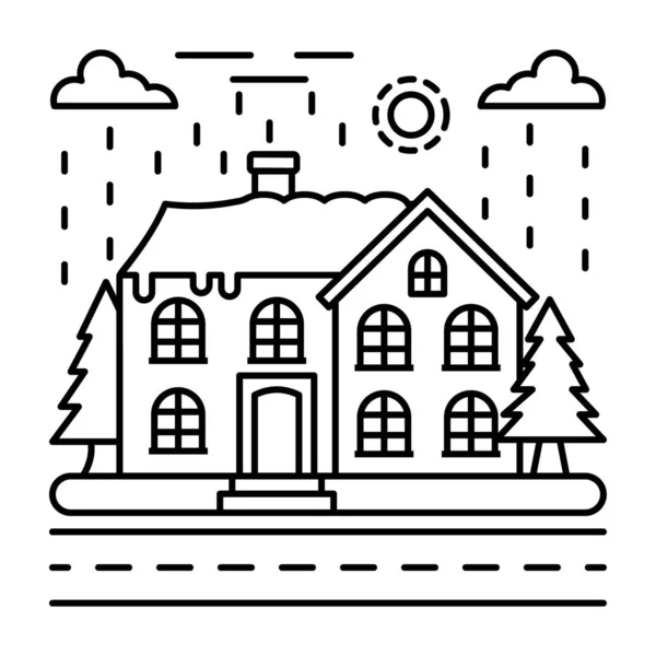 Vector Rain Day Line Illustration Design — Stock Vector