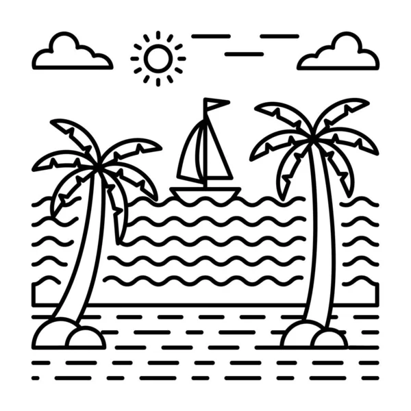 Diseño Ilustración Vectorial Playa — Vector de stock