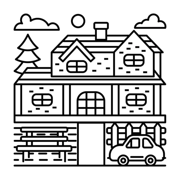 Linie Illustration Design Des Modernen Hauses — Stockvektor