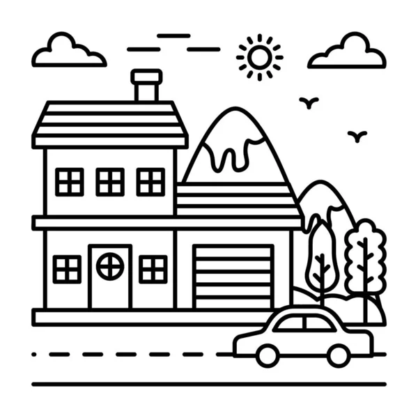 Line Design Illustration Farmhouse Vector — Stock Vector