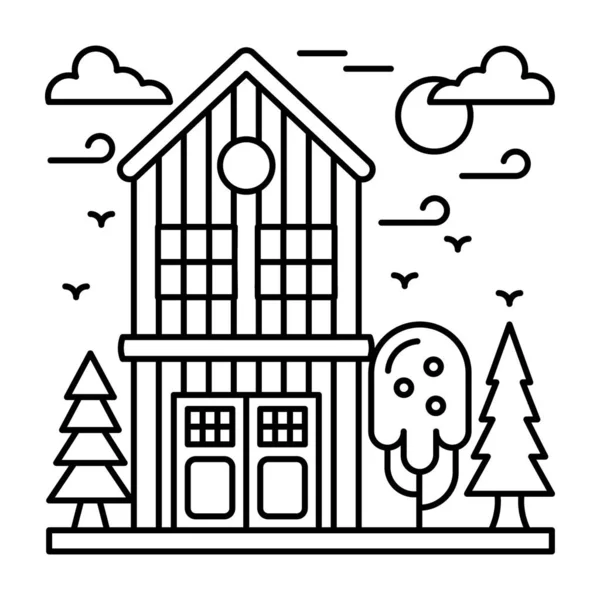 Line Design Illustration Farmhouse Vector — Stock Vector