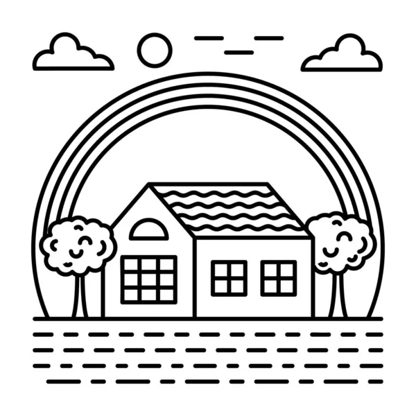 House Vector Line Illustration Design — Stock Vector