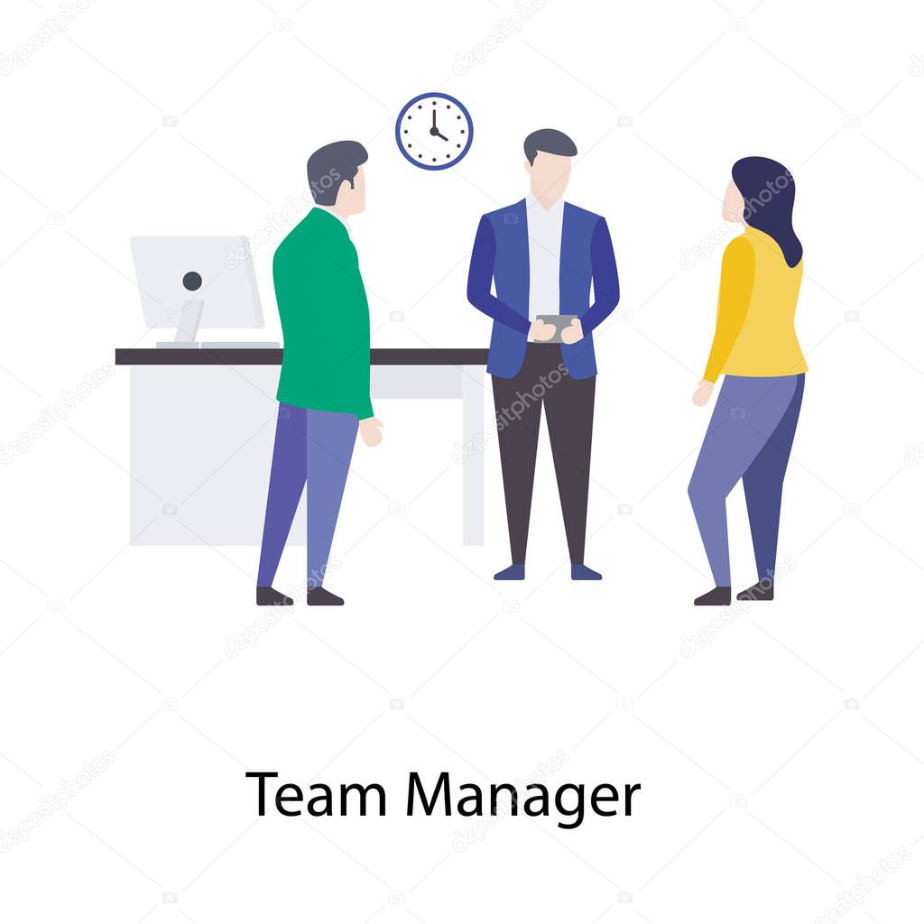 Flat illustration design of employees teamwork 