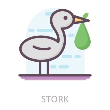 Leylek düz tasarım simgesi.