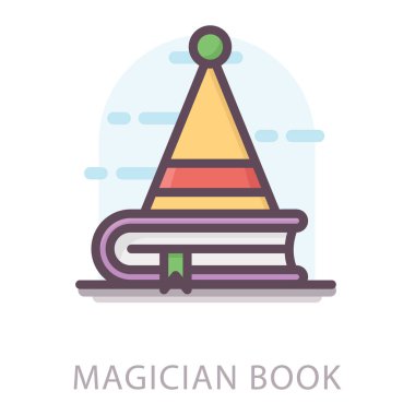 Sihirbaz kitap düz tasarım simgesi.
