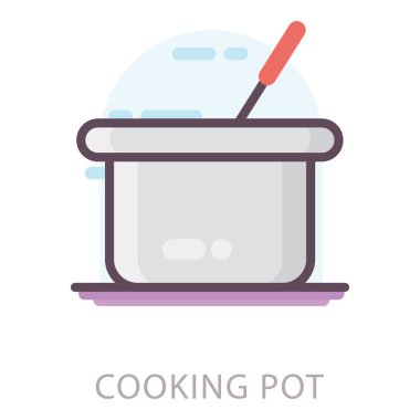 Pişirme pot simge düz tasarım.