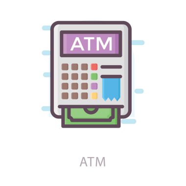 Otomatik vezne makinesi düz tasarım simgesi