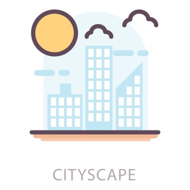 Ofis binası düz tasarım simgesi.