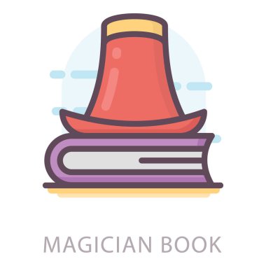 Sihirbaz kitap düz tasarım simgesi.