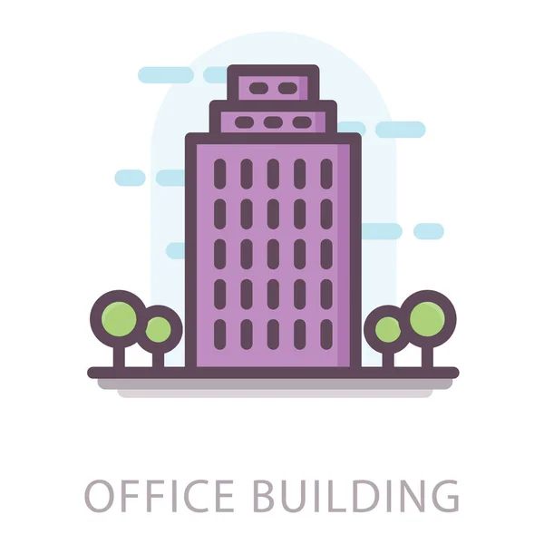 Ofis Binası Düz Tasarım Simgesi — Stok Vektör