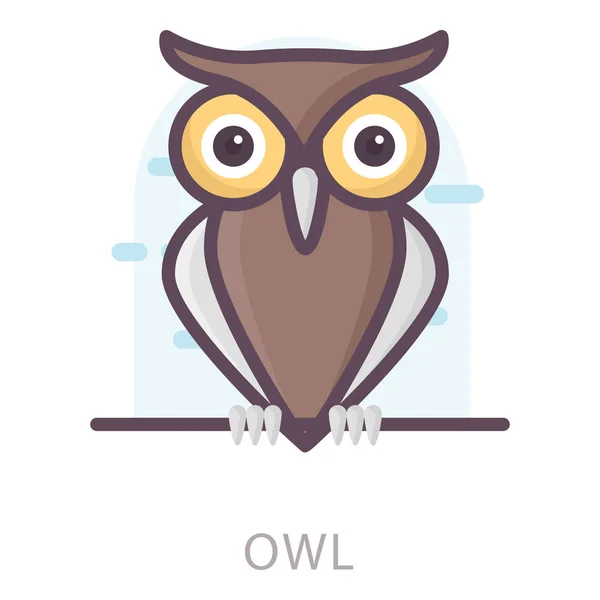 Icon Owl Animal Flat Design — Stock Vector