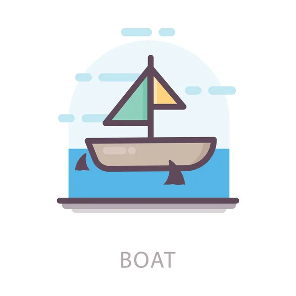 Flache Ikone Des Segelbootes Auf Weißem Hintergrund — Stockvektor