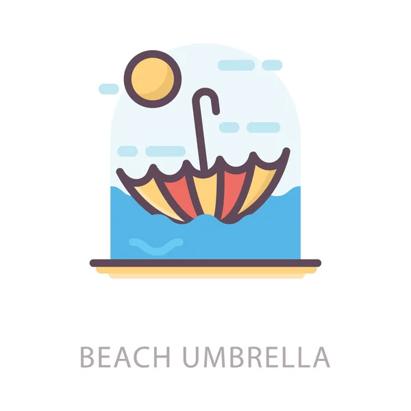 平面矢量中的海滩伞图标 — 图库矢量图片