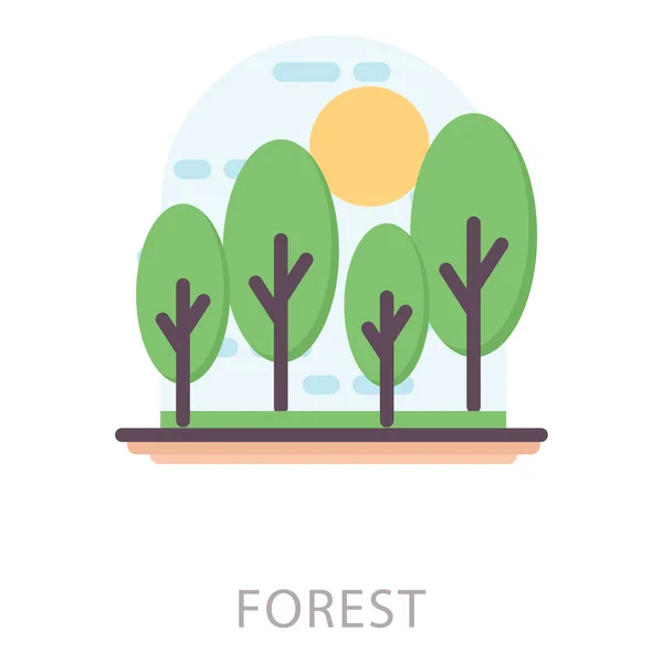 Conception Vectorielle Plate Forêt — Image vectorielle