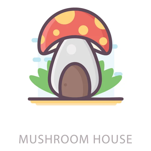 Mushroom Icono Casa Diseño Plano — Vector de stock