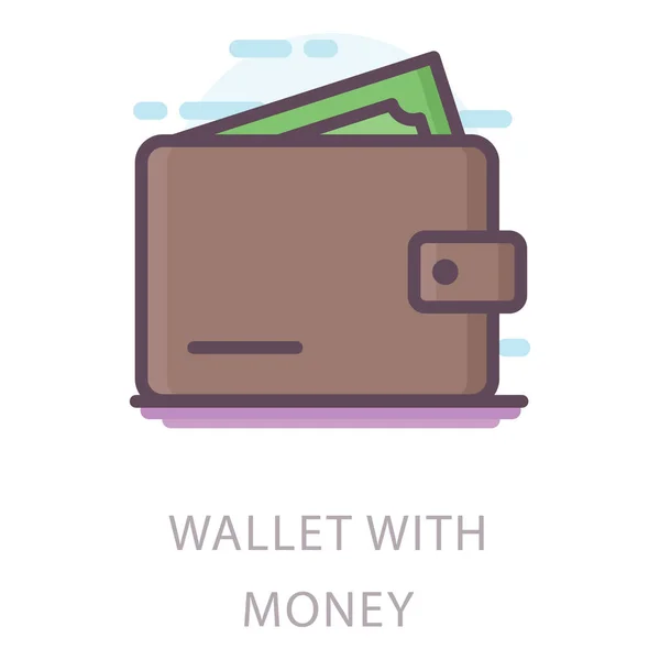 Dinero Cartera Icono Diseño Plano Vector — Vector de stock