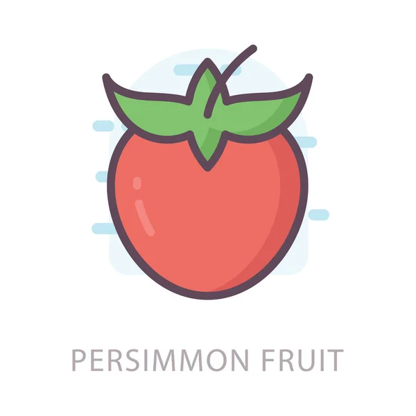 Icono Fruta Caqui Diseño Plano — Vector de stock