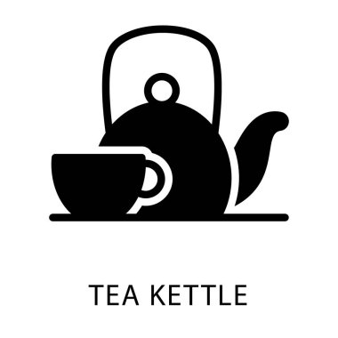 Çaydanlık katı tasarım simgesi.