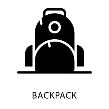 Seyahat sırt çantası glif tasarım simgesi 