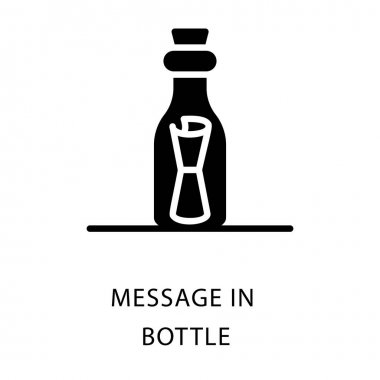 Şişe katı tasarımında ileti simgesi.