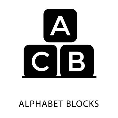 Alfabe blokları simgesinin katı vektör tasarımı