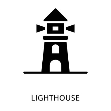 Deniz feneri vektör katı simge tasarımı