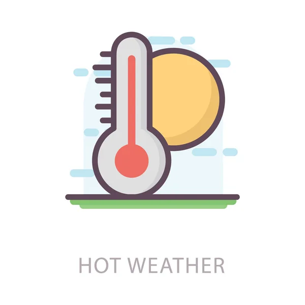炎热天气的平面图标 — 图库矢量图片