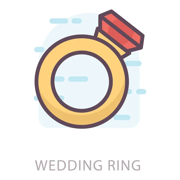 Icono Lleno Anillo Boda — Vector de stock