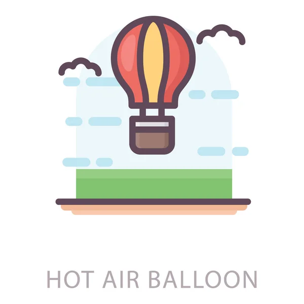 Ikona Gorącego Powietrza Balon Płaski Projekt — Wektor stockowy