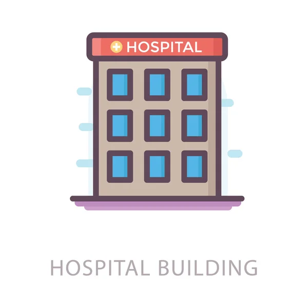 Κτίριο Νοσοκομείου Επίπεδη Σχεδίαση Εικονίδιο — Διανυσματικό Αρχείο