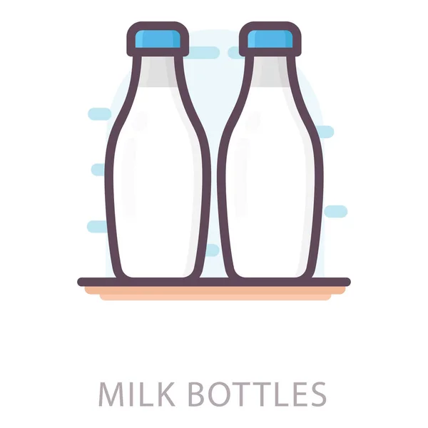 Молочні Пляшки Плоскій Іконі — стоковий вектор