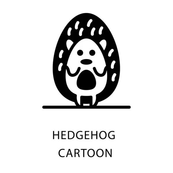 ヘッジホッグ漫画アイコンのグリフデザイン — ストックベクタ