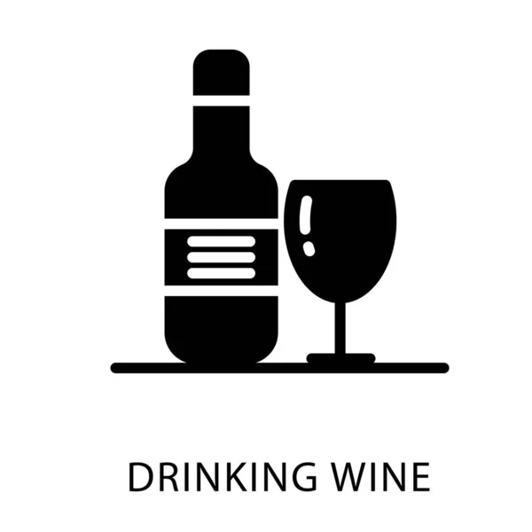 Glyphe Bouteille Vin Isolé Sur Fond Blanc — Image vectorielle