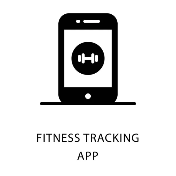 健身跟踪应用程序图标字形设计 — 图库矢量图片