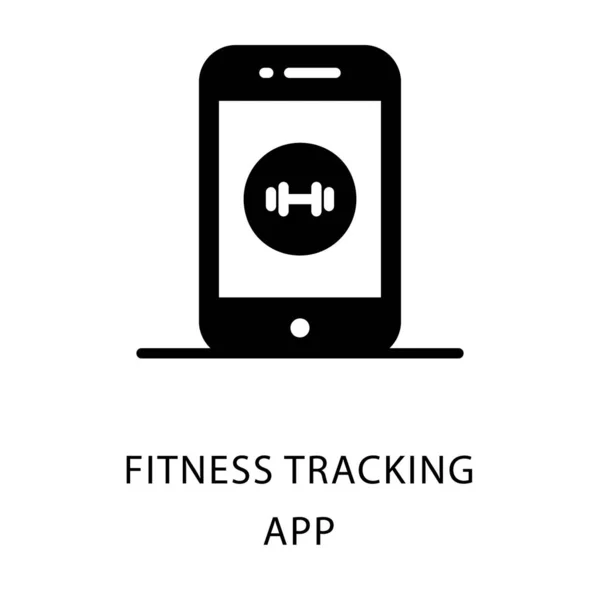 Diseño Glifo Icono Aplicación Seguimiento Fitness — Vector de stock