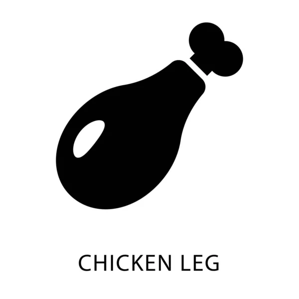 Icône Morceau Jambe Poulet Design Glyphe — Image vectorielle