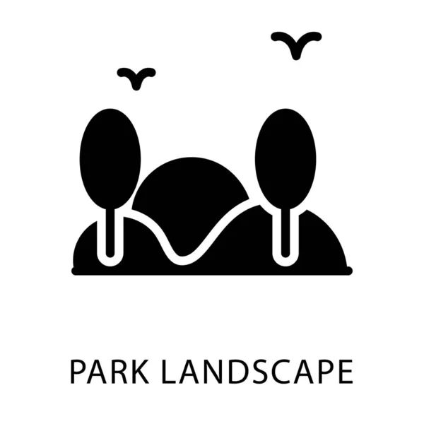 Diseño Sólido Del Icono Del Paisaje Del Parque — Archivo Imágenes Vectoriales