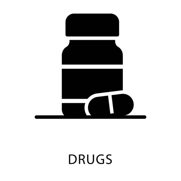 Glyphen Ikone Medikamentenglas — Stockvektor