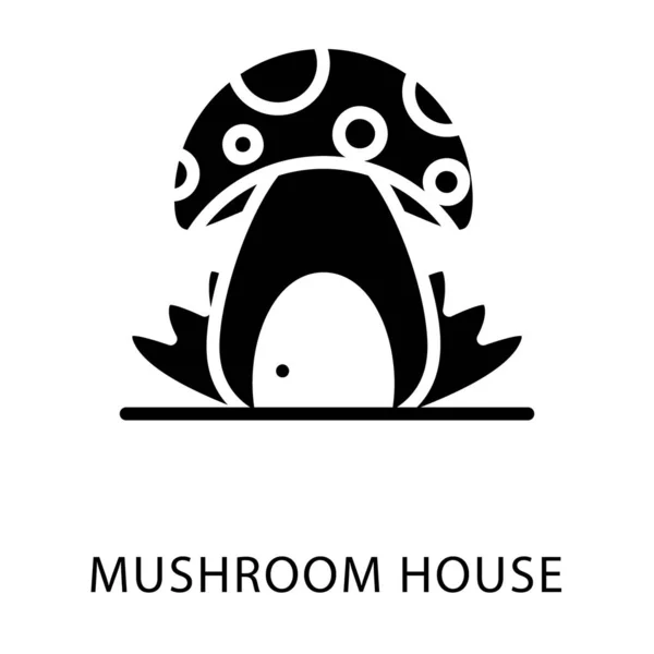 Mushroom House Ikon Solid Design — Stock vektor