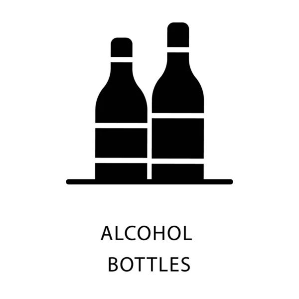 Weinflasche Glyphe Isoliert Auf Weißem Hintergrund — Stockvektor